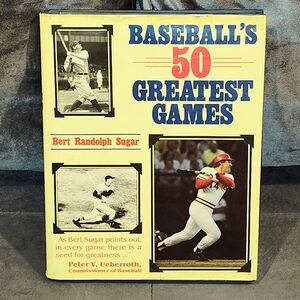 VINTAGE 1986 BASEBALLS 50 GREASTEST GAMES HARDCOVER BOOK 8 COLOR PLAYER PRINTS